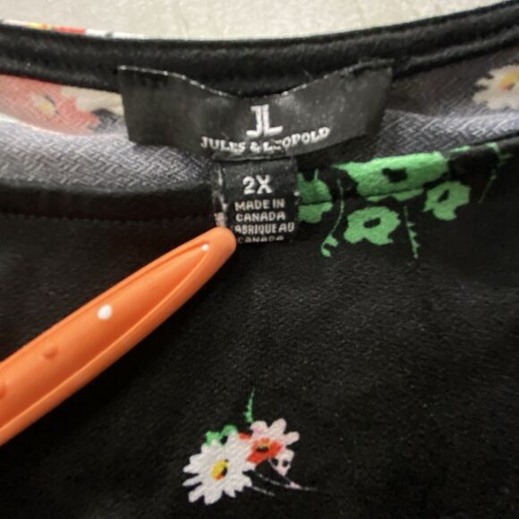 Jules & Leopold 2X Black Daisy Floral Print Cap Sleeve Top Excellent Cond Canada - Picture 2 of 7